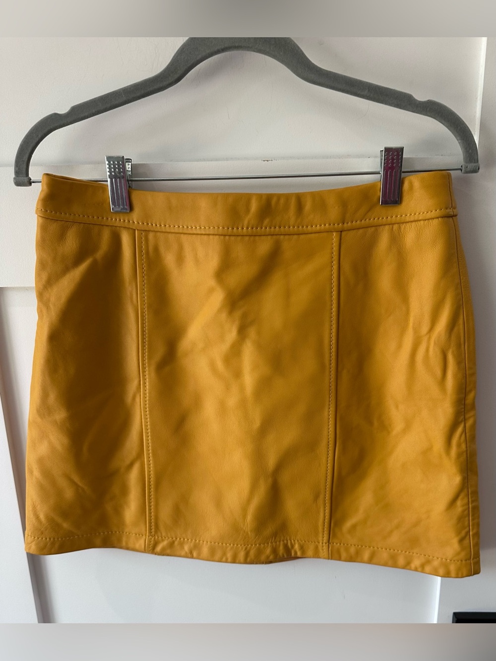 yellow Gianni Bini leather mini skirt Small clubwear